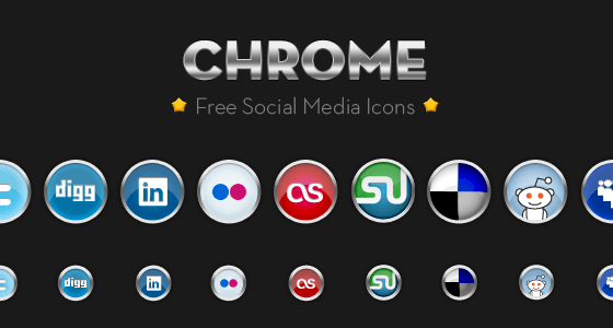 Chrome Social Media Icon Set