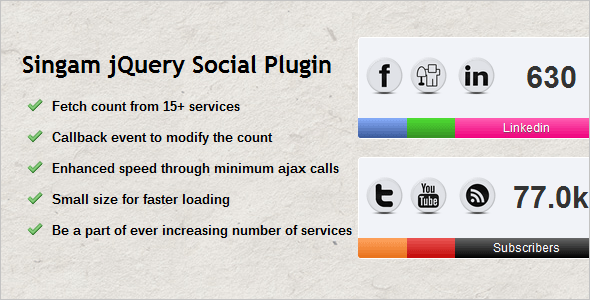  Singam jQuery Social Count Plugin 