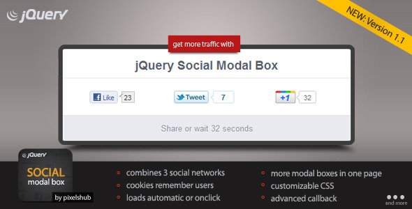  jQuery Social Modal Box 