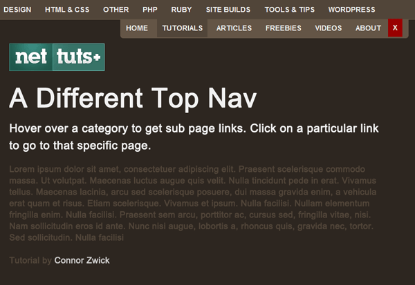 A Different Top Navigation Menu