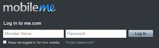 MobileMe Login Form