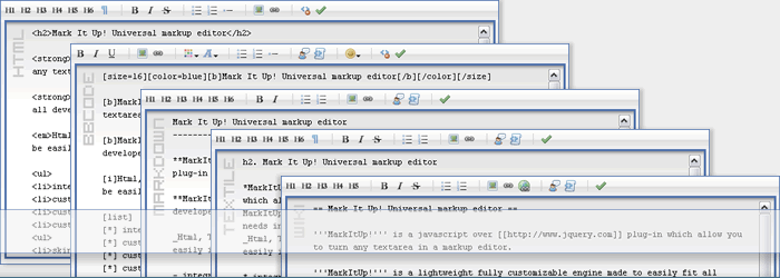 Rounding Up the Most Promising Free WYSIWYG and Markup Editor 2 markItUp! Universal markup editor