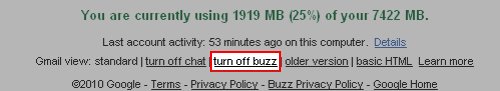 Turn Off Google Buzz