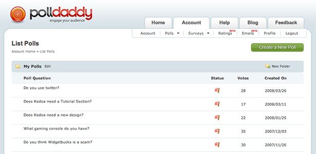 PollDaddy Polls and Ratings