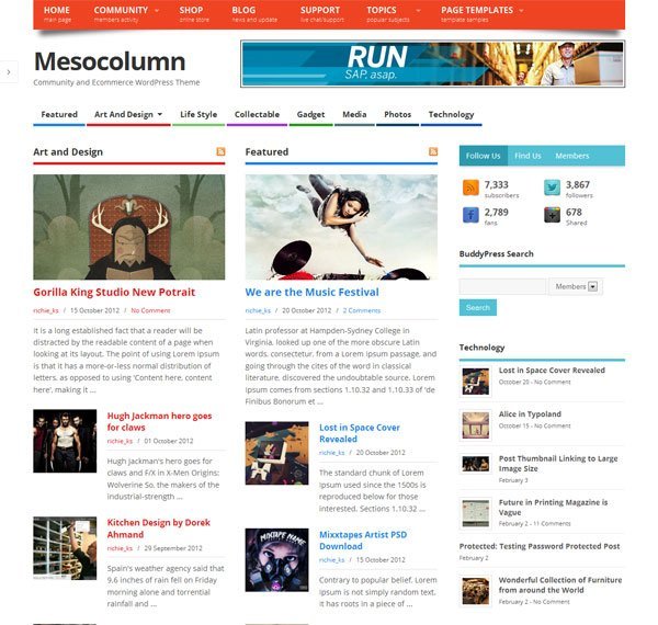 Top Free Premium & High Quality WordPress Themes: August 2013 10 Mesocolumn