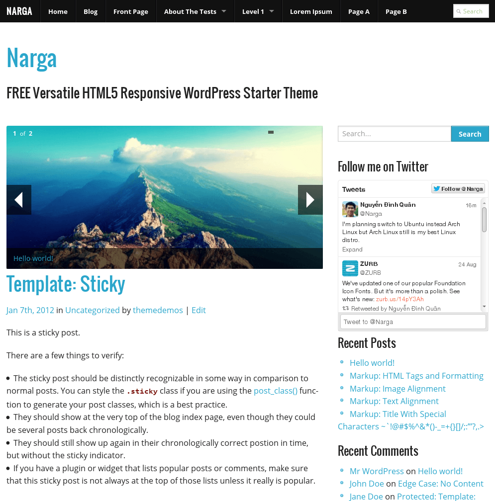 NARGA - FREE Versatile HTML5 Responsive WordPress Starter Theme