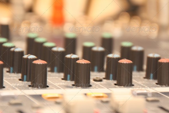 Audio Mixing Desk Knobs & Controls