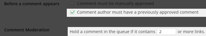 Comment author must have a previously approved comment