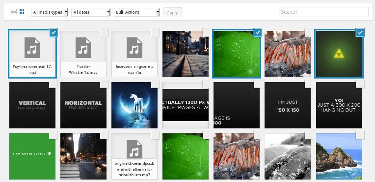 Media Library Grid View