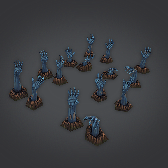 Low poly zombie hands set