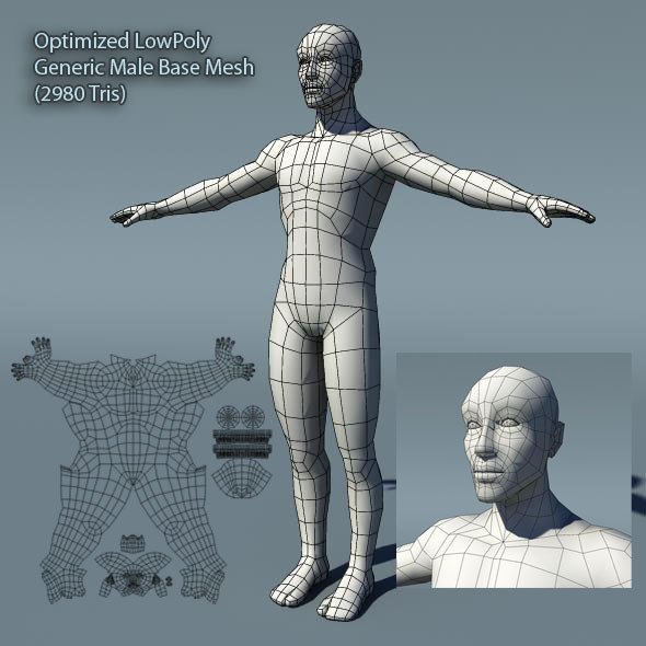 Optimized Low Poly Male Human Base Mesh