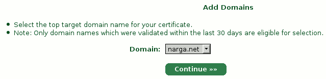 StartSSL select domain to valid