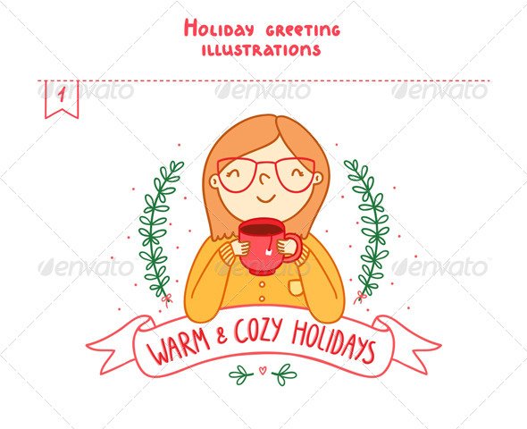 Holiday Greetings Illustrations