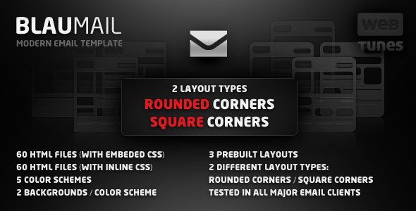  BlauMail - Email Template, 5 colors, 3 layouts