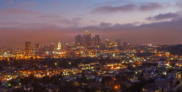 Sunset Over Los Angeles from Day to Night