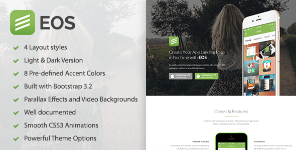 EOS - A Responsive Bootstrap 3 App Landing Page