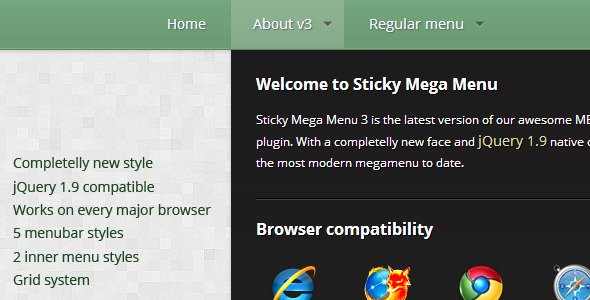 jQuery CSS3 Sticky Mega Menu Bar