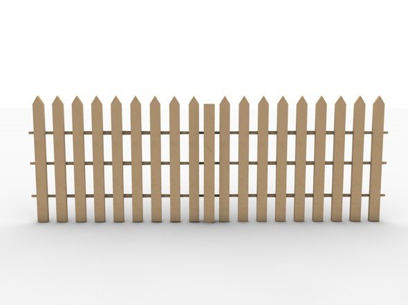 Realistic garden fence low poly model