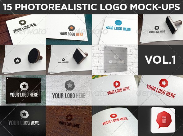 15 Realistic Logo Mock-Ups Vol.1