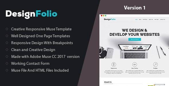 designFolio - Responsive One Page Muse Template