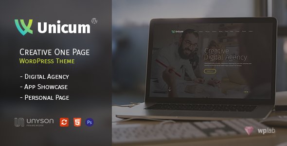 Unicum - One Page Creative WordPress Theme With RTL Support