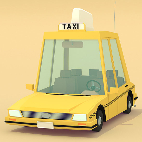 Low poly yellow cab