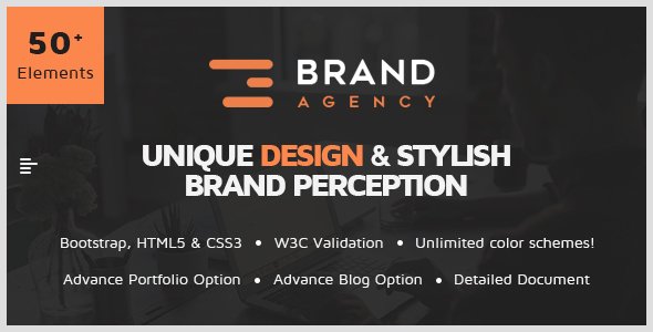 Brand Agency - One Page HTML Bootstrap Template for Agency, Startup, Corporate