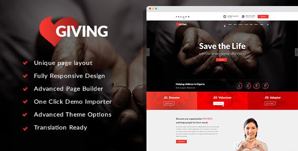 Giving - NGO/Charity/Fundraising WordPress Theme