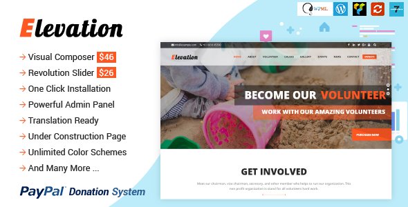 ELEVATION - Charity Nonprofit Fundraising WP Theme