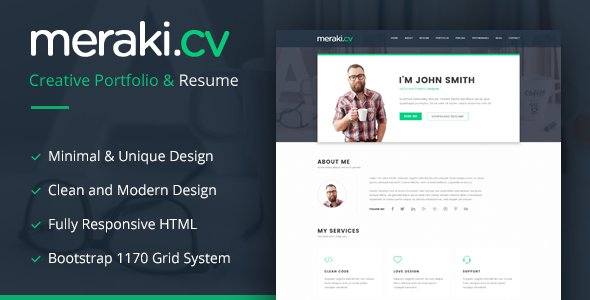 Meraki One Page Resume WordPress Theme