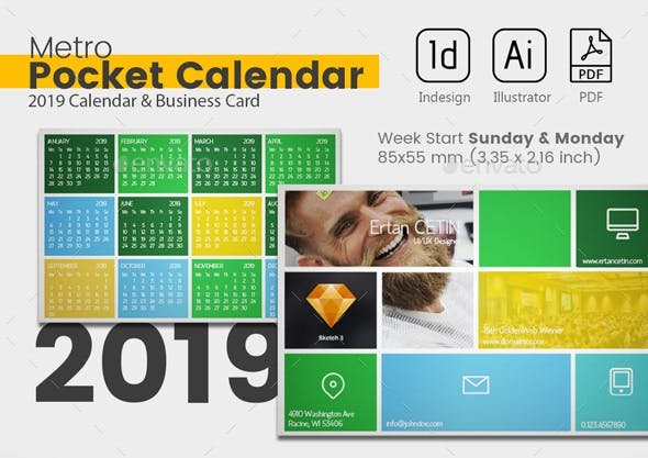 Pocket Calendar 2019 - Metro Style