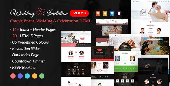 Wedding Invitation - Couple Event and Celebration HTML Template