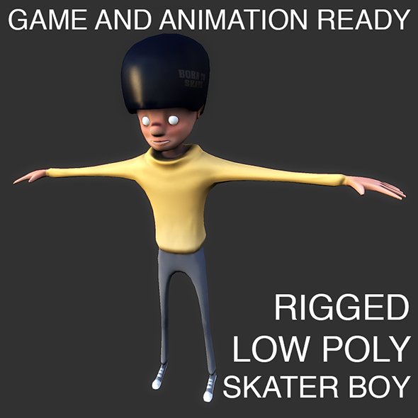 Low poly skater boy character