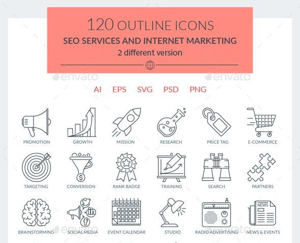 SEO Services and Internet Marketing Icons