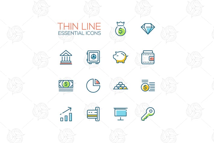 Thin lines essential icons