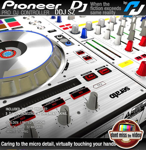 Realistic Pro DJ Controller Pioneer DDJ SZ, in 3 different skins