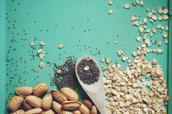 Vintage background of grains and seeds