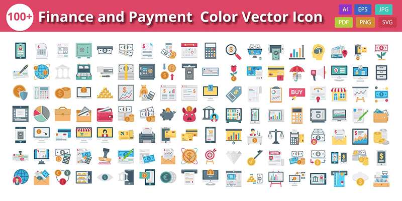 Finance Payment and Banking Color Isolated Vector