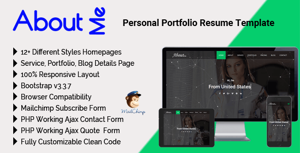 AboutMe - Personal Portfolio Resume Template