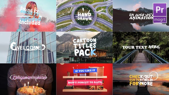 Cartoon Titles Pack | Premiere Pro MOGRT