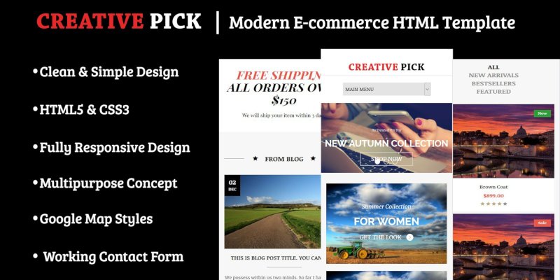 Enjoy your Free Premium Digital Assets! It's July 2020! 35 Creative Pick - Modern E-commerce HTML Template