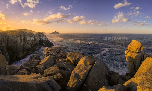 Sea Cliffs Gilted by the Light of the Setting Sun