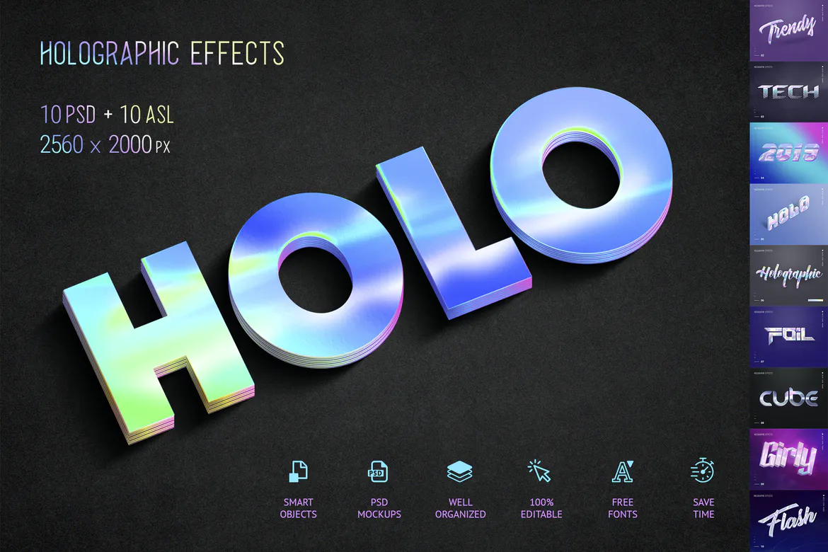 Holographic Text Effect