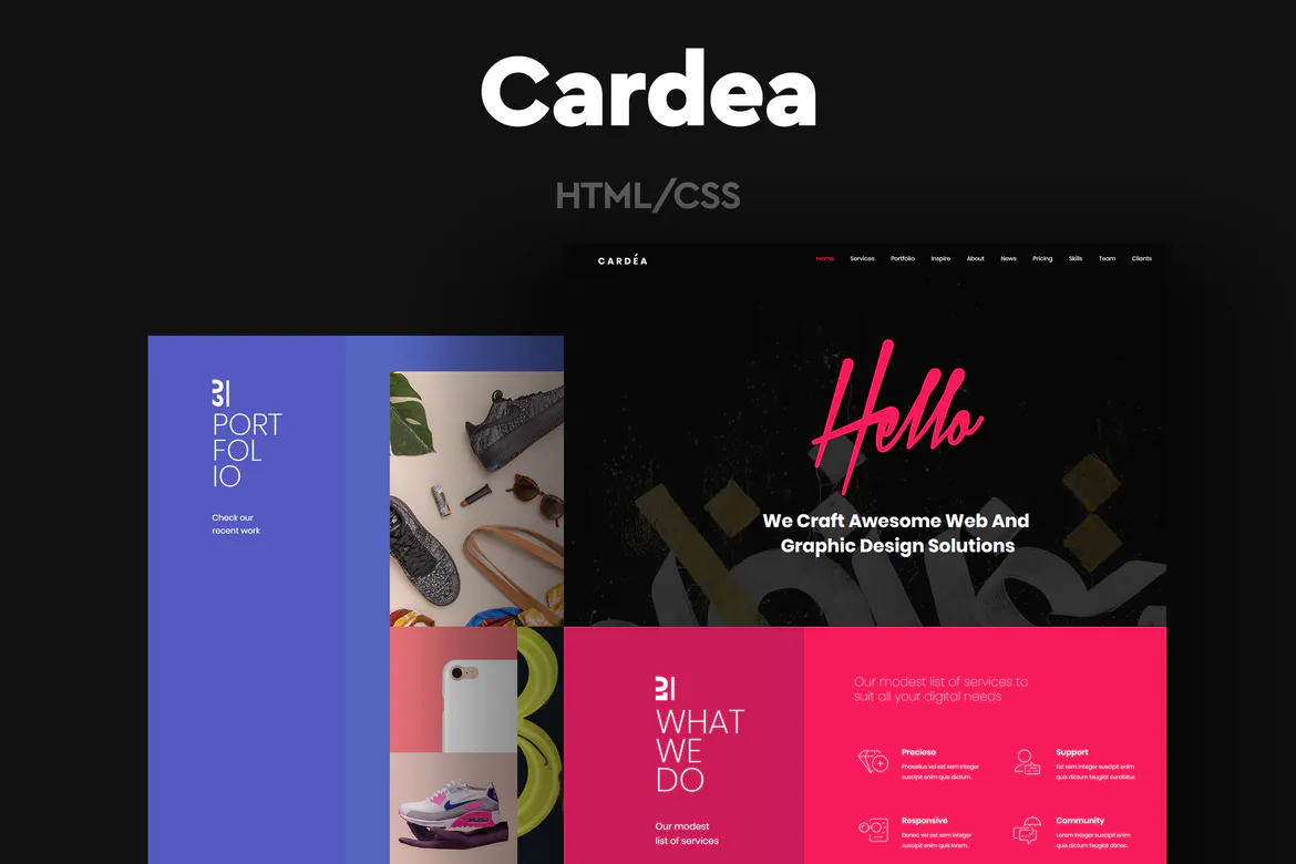 Cardea - Colorful Portfolio One Page Template