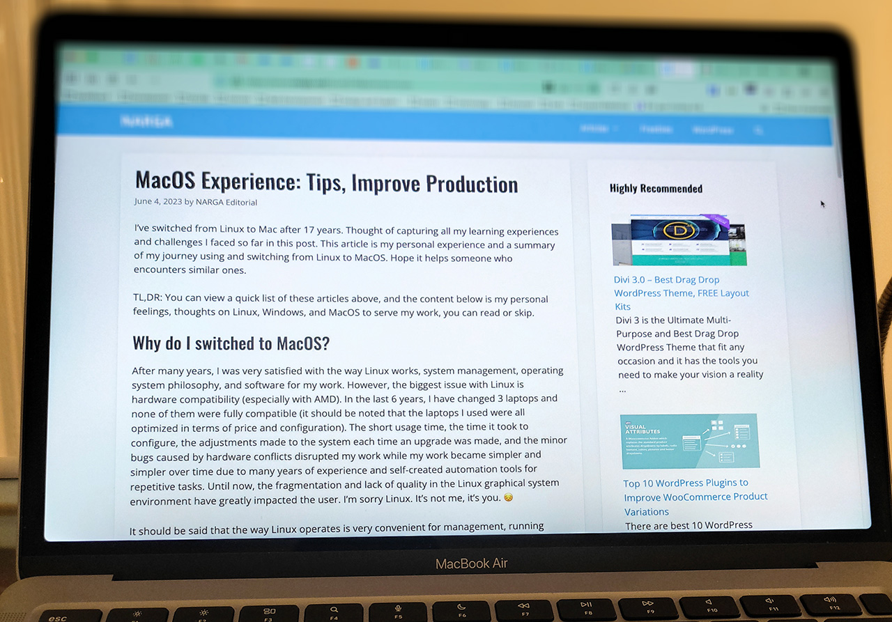 MacOS Experience: Tips, Improve Production