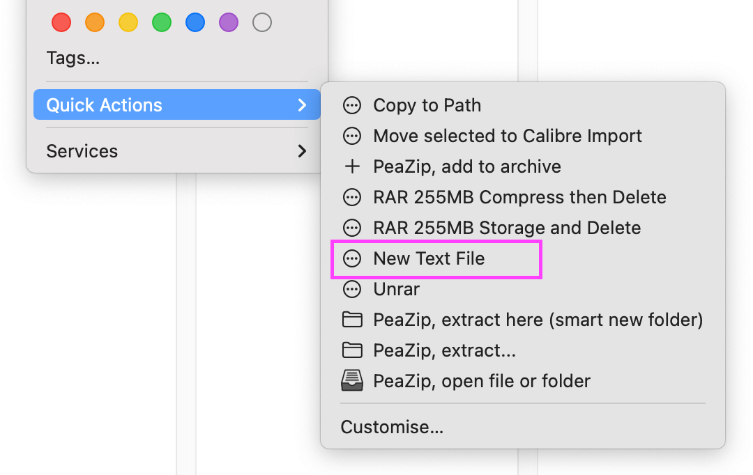 New Text File in MacOS context menu